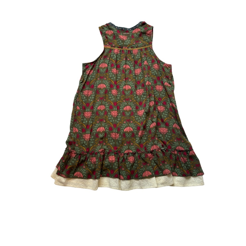 Matilda Jane Breaking New Ground Green Floral Print Lace Trim Shift Dress - Picture 2 of 5
